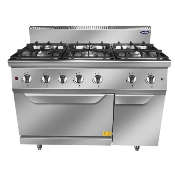 Cocina de gas de seis quemadores con horno de piso, modular serie 900 - AT9G6BO-2